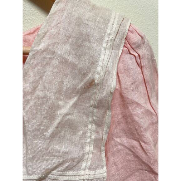 Vintage St. Simon Womens Dress Sz 12 Pink Linen Pleated Cottagecore Prairie FLAW - Picture 5 of 14